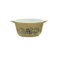 Vintage Pyrex Homestead 1.5 Qt Round Casserole Dish 474-B Tan Blue