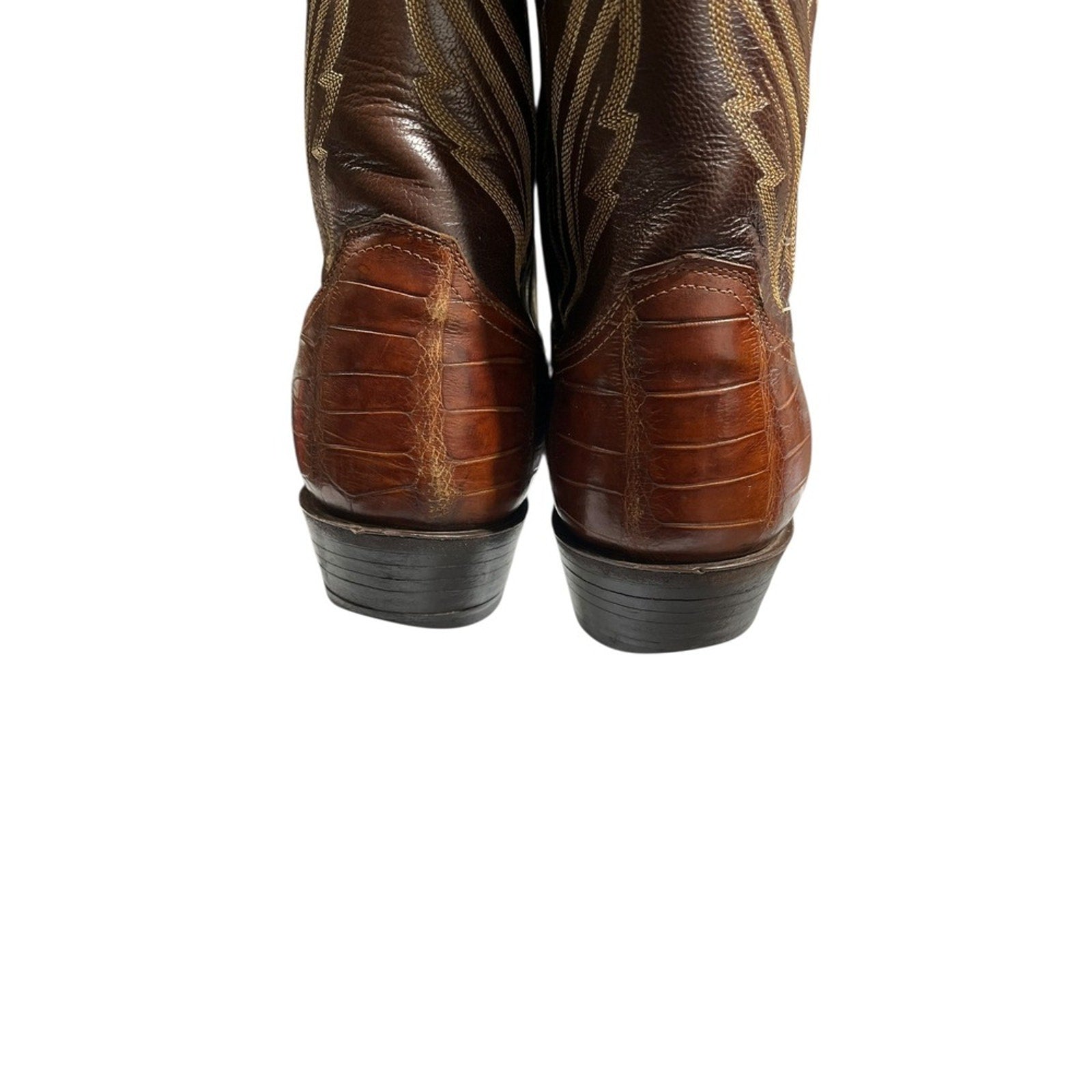 Justin Cognac Belly Alligator Cowboy Boots Men's Crocodile Size 11 EE Western