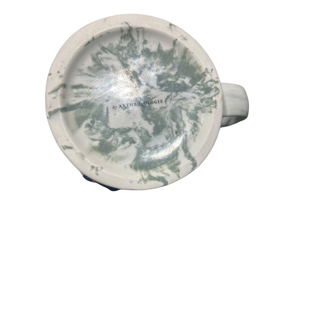 Anthropologie Marbled Monogram Mug M white grey Marble and Yellow M Coffe Mug