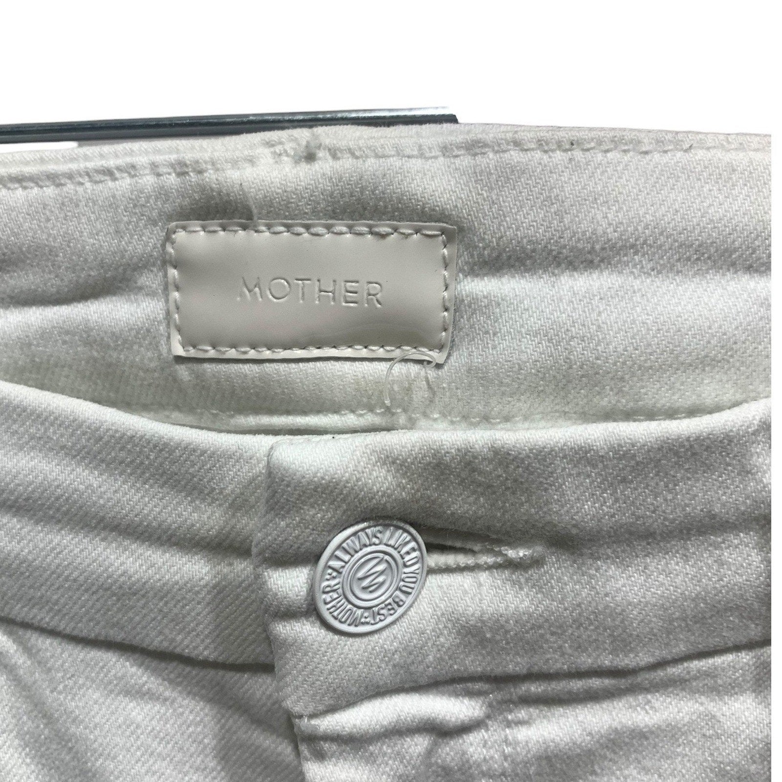 Mother High Waisted Looker Ankle Fray Jeans White Fairest Of Them All Skinny 29