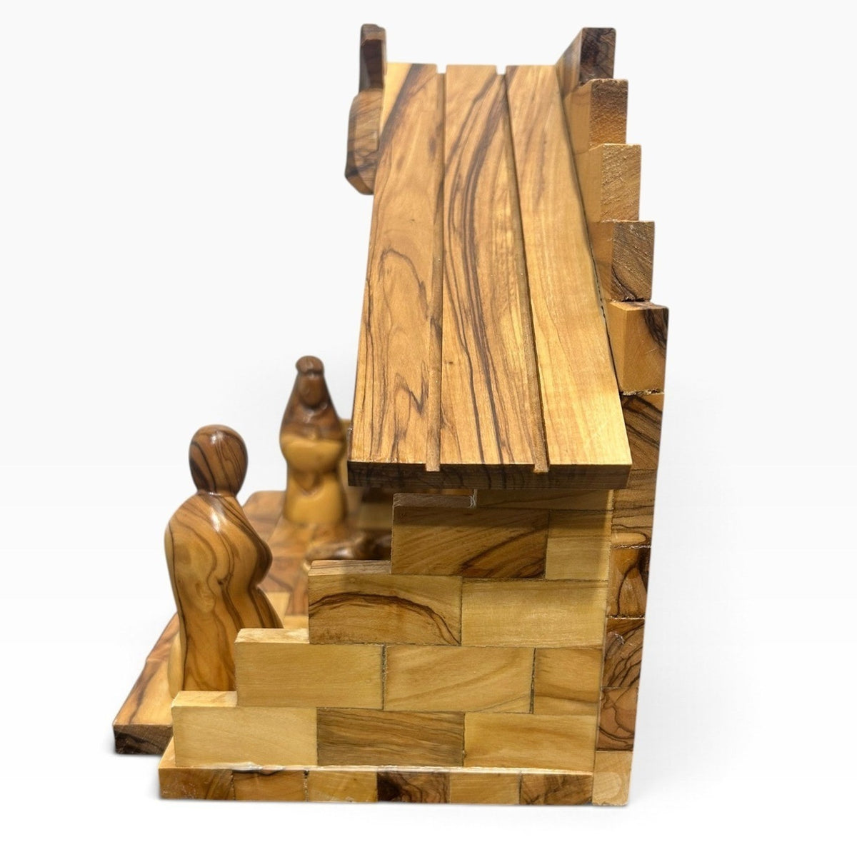 Made In Bethlehem Israel Olive Wood Nativity Scene Hand Carved Manger Set