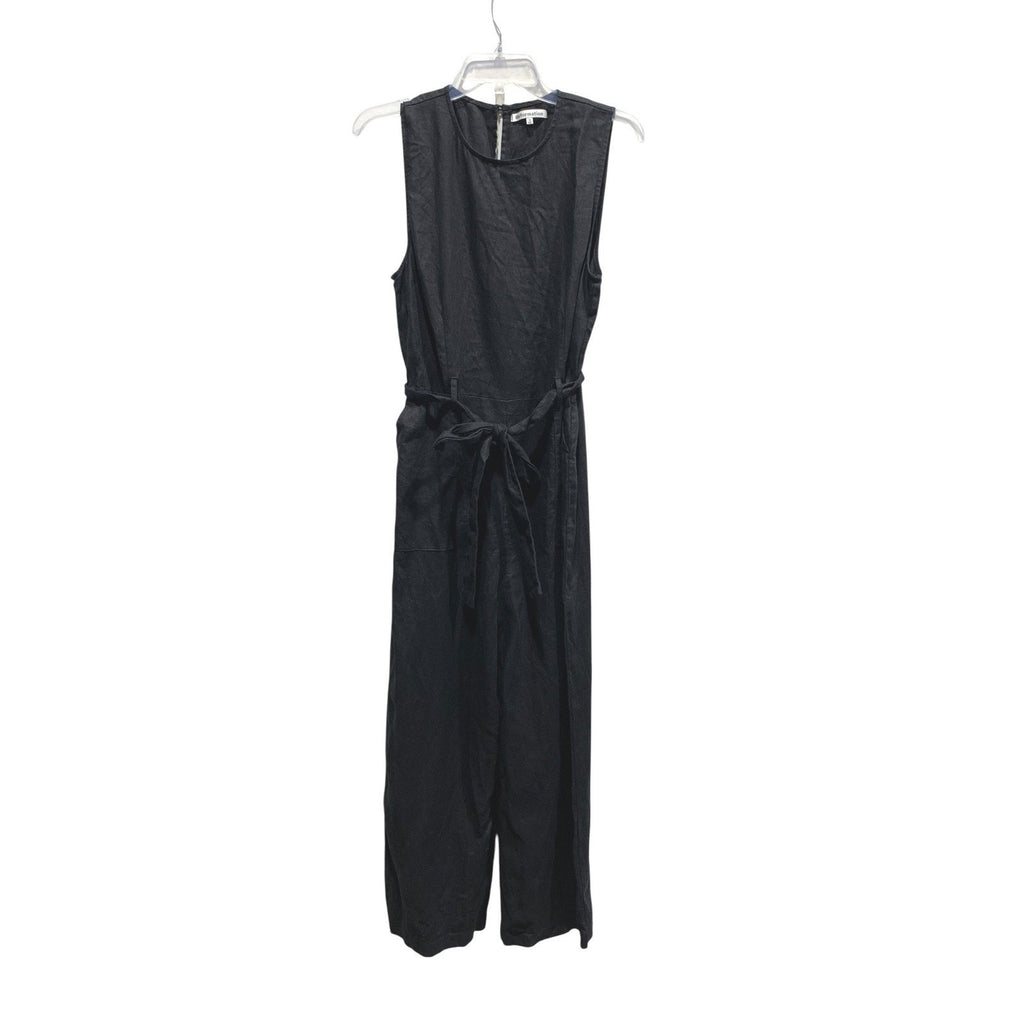 Reformation Black Linen Sleeveless Tie Waist Wide Leg Jumpsuit Womens 12