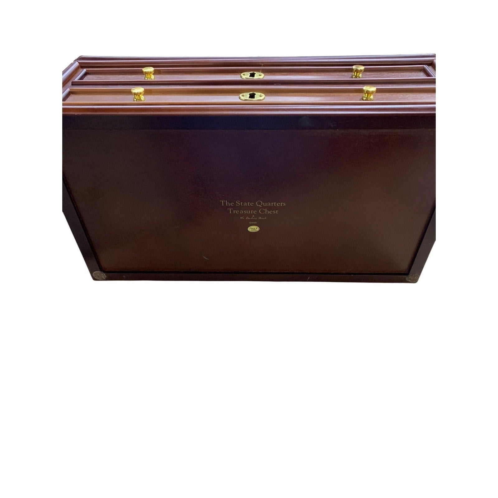 Vintage Wooden Coin Collectors Chest Roll Top Storage Box Display Case