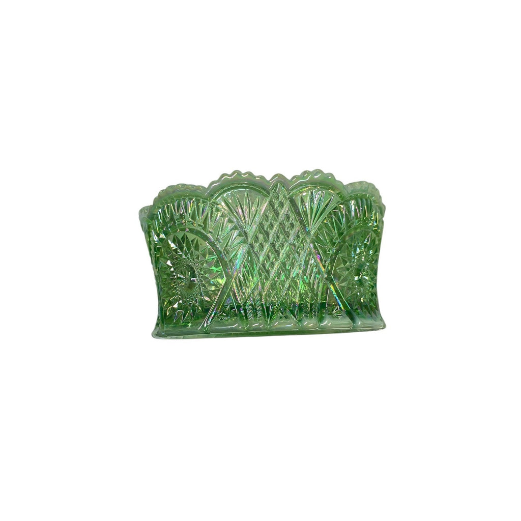 Mosser Glass Diamond Classic Bowl Vaseline Uranium Carnival Glass Green Iridesce