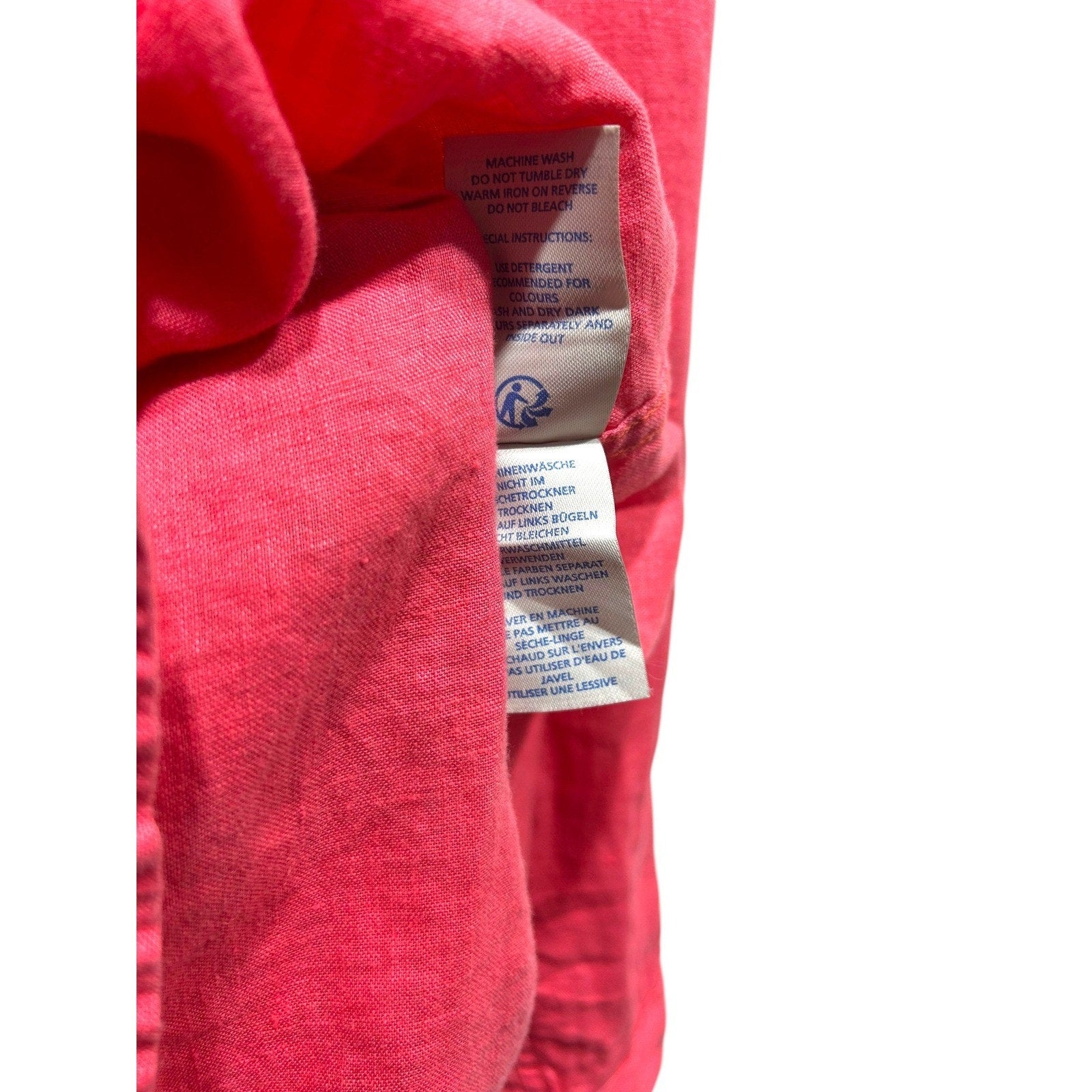 Boden Pink 100% Linen Button Down Shirt Long Sleeve Pockets WA689 US 12R