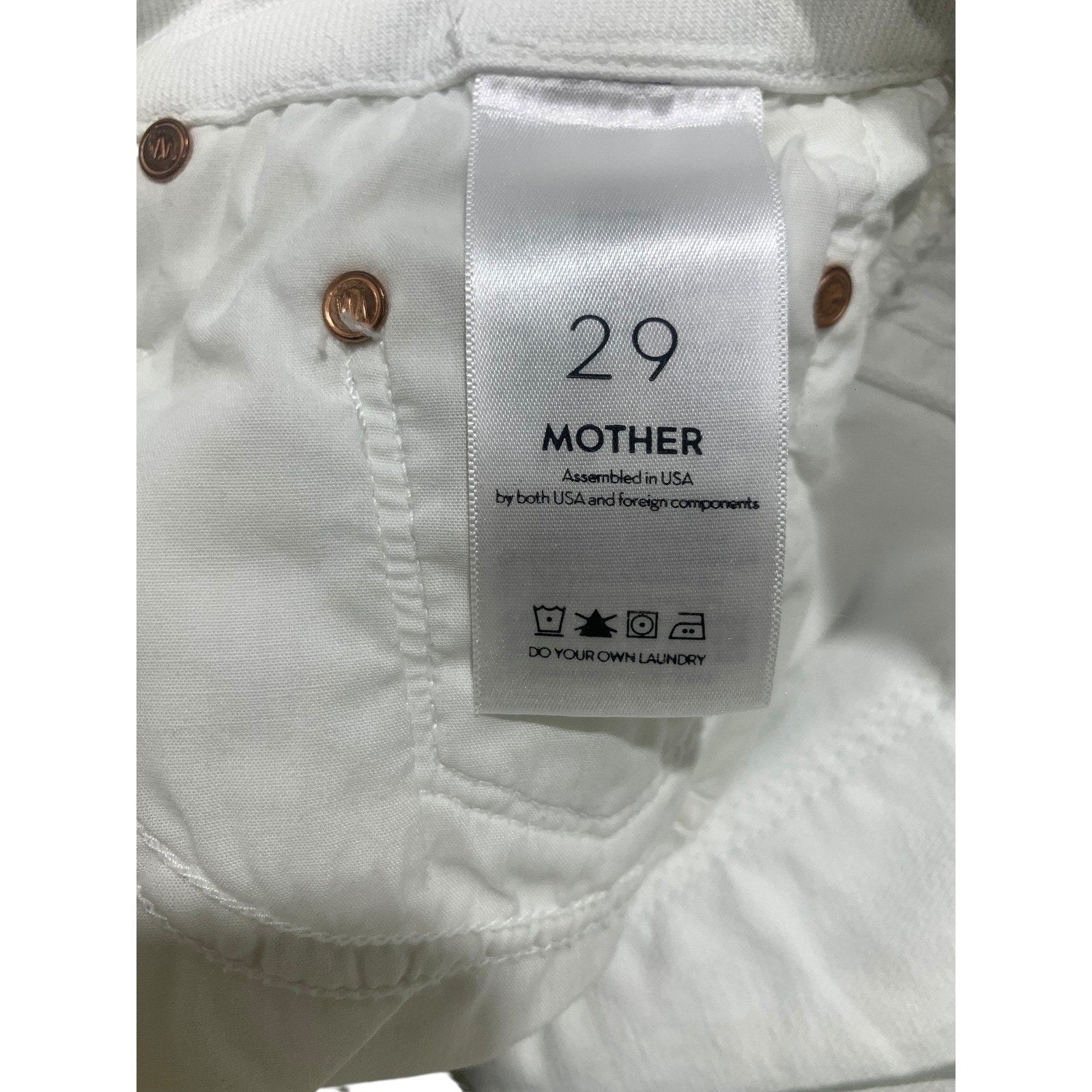 Mother High Waisted Looker Ankle Fray Jeans White Fairest Of Them All Skinny 29