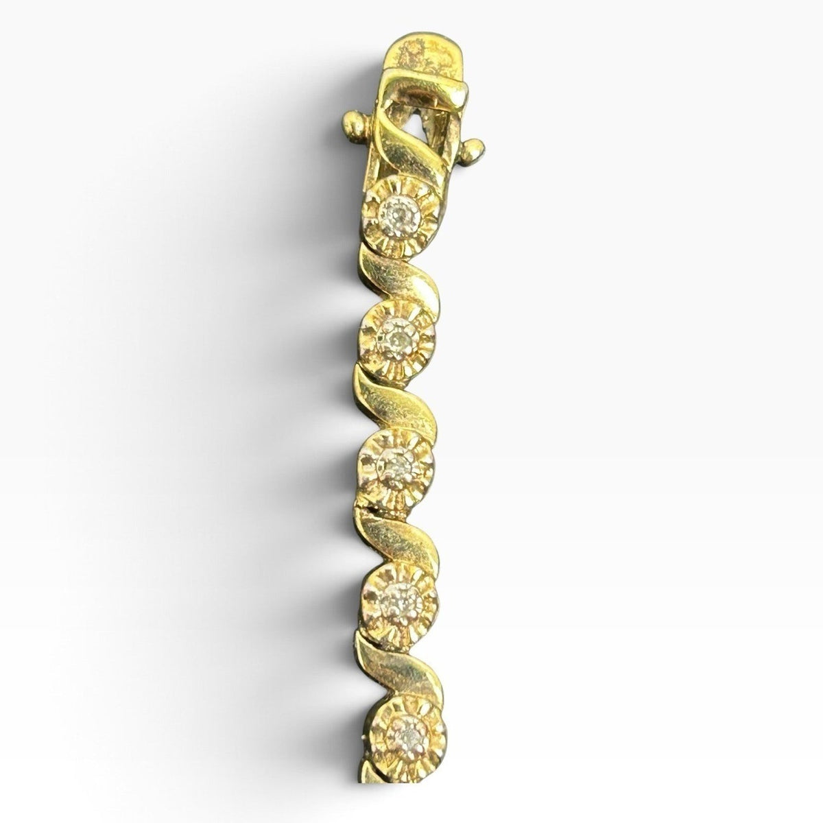 Sterling Silver 925 Gold Tone XOX Gemstone Tennis Bracelet 7.75" 16g