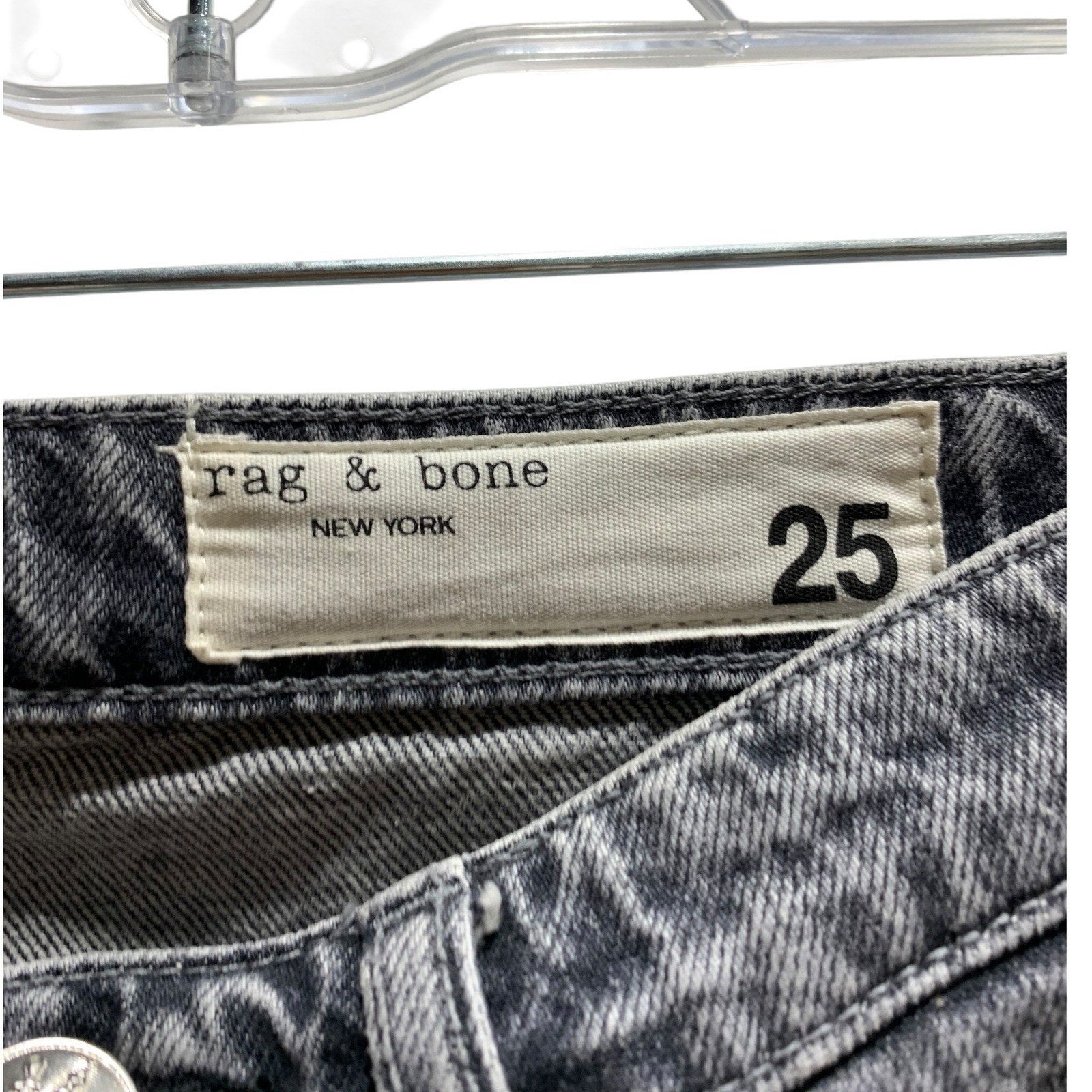 Rag & Bone Nina High-Rise Ankle Cigarette Jeans Colby Grey Acid Wash 25