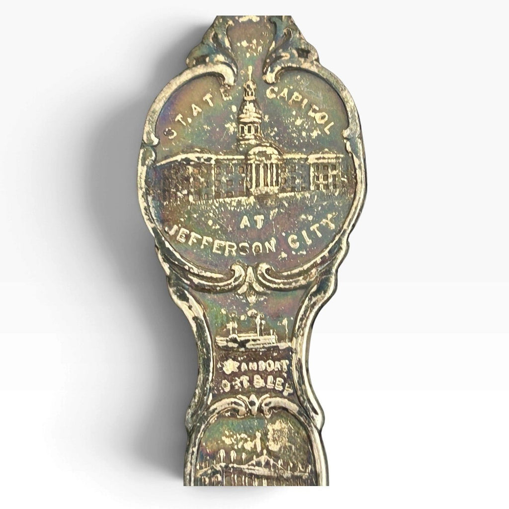 Vintage Sterling Missouri State Souvenir Spoon Pierre Laclede Jefferson City 6in