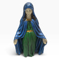 Vintage 1970s Holland Mold Virgin Mary Ceramic Figurine Hand Painted Blue Green