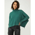 We The Free Free People Teal Green Moon Daisy Thermal Pullover Long Sleeve Tee M