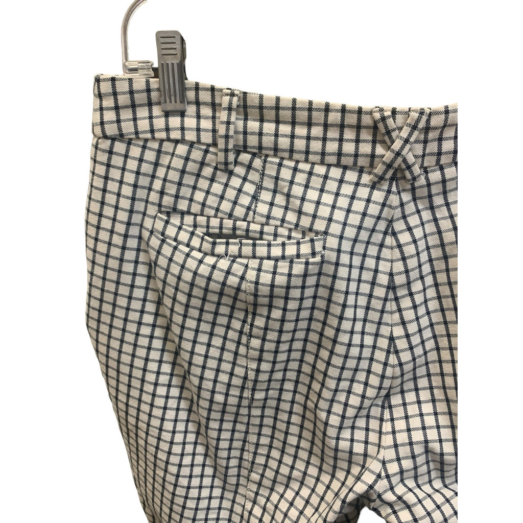 Anthropologie The Essential Slim Trousers Cream/Black Plaid Pants SZ 8