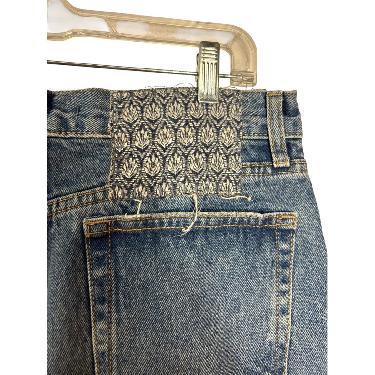 Free People We The Free Poppy Patch Straight Leg Jeans Size 30 Boho Floral Blue