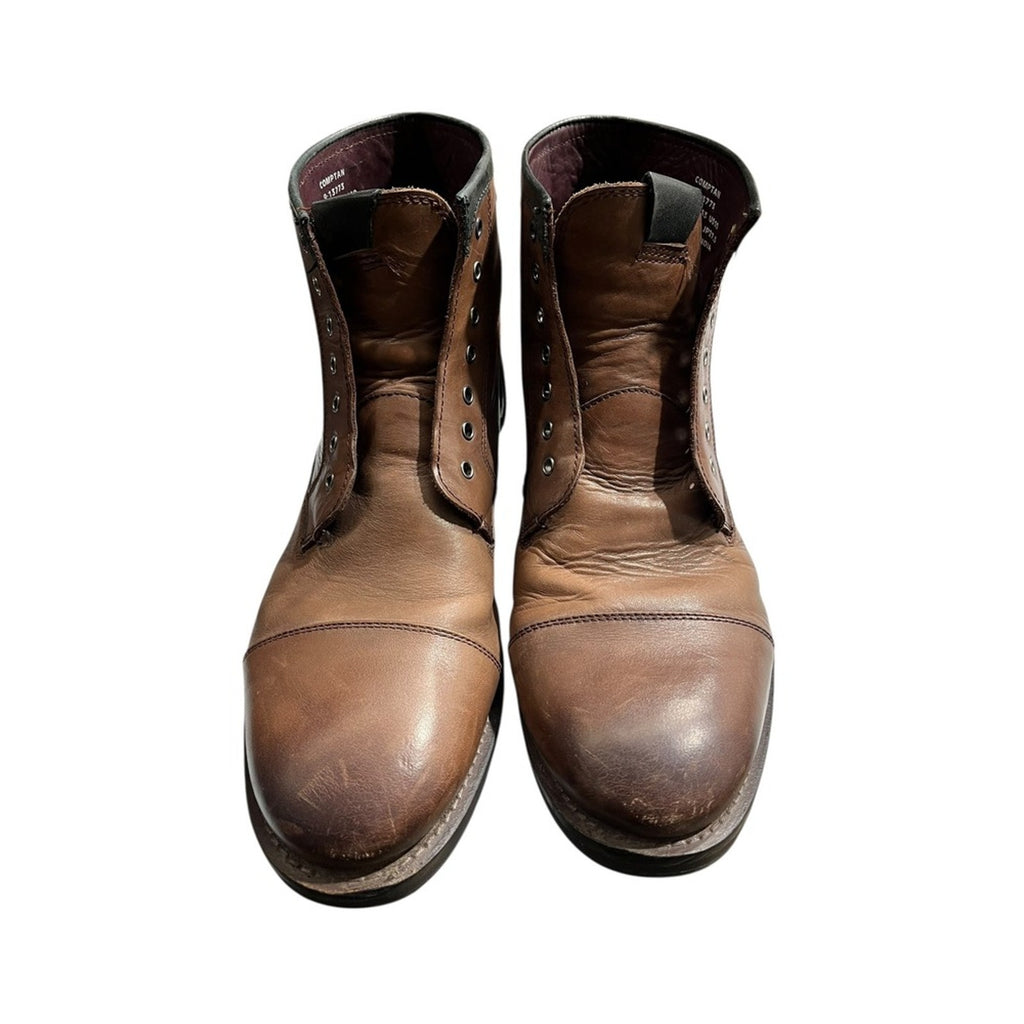 Ted Baker Comptan Brown Leather Cap Toe Lace Up Ankle Boots Mens UK 9 US 10