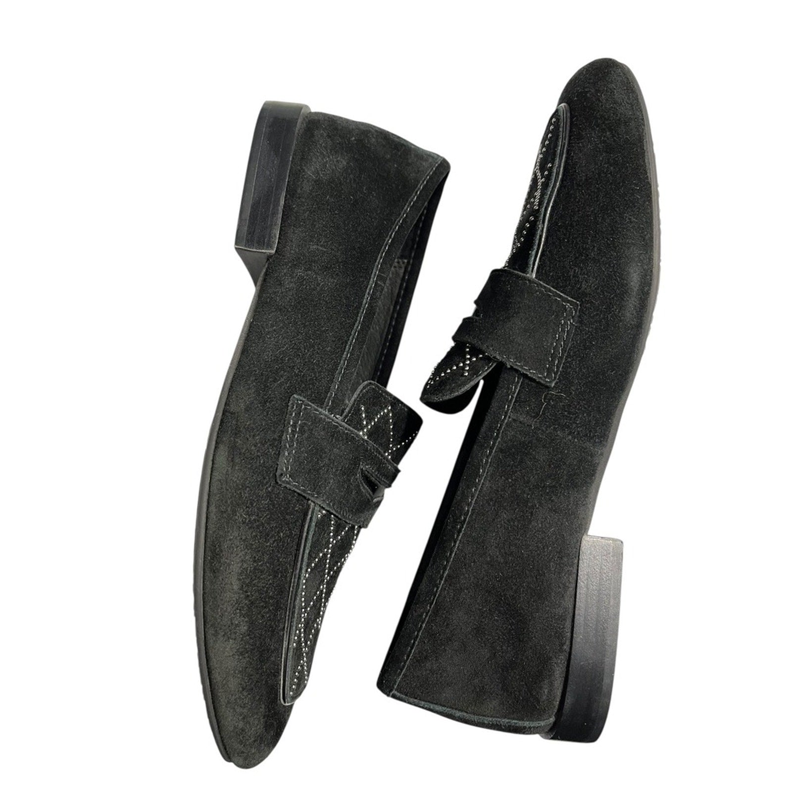 Donald Pliner Women's Bel Kid Suede Loafers Black Womens Size 7M
