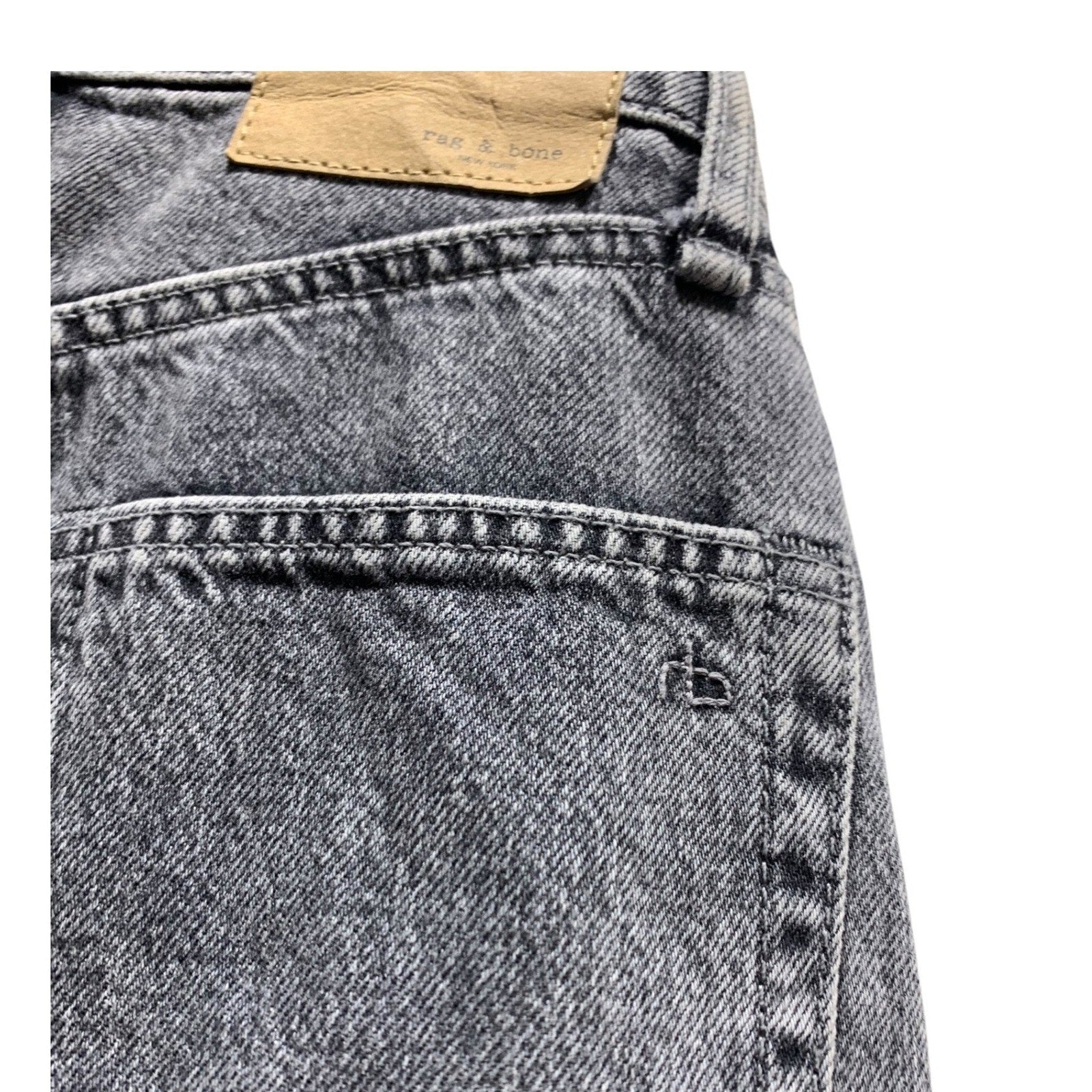 Rag & Bone Nina High-Rise Ankle Cigarette Jeans Colby Grey Acid Wash 25