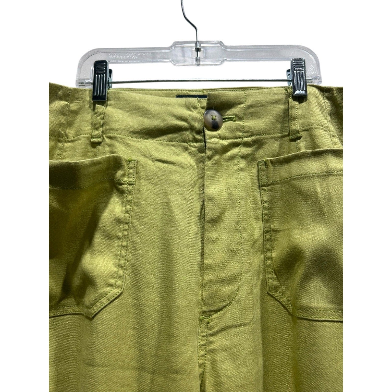 Anthropologie Maeve The Colette Wide Leg Pants Lime Green Size 30 High Rise Crop
