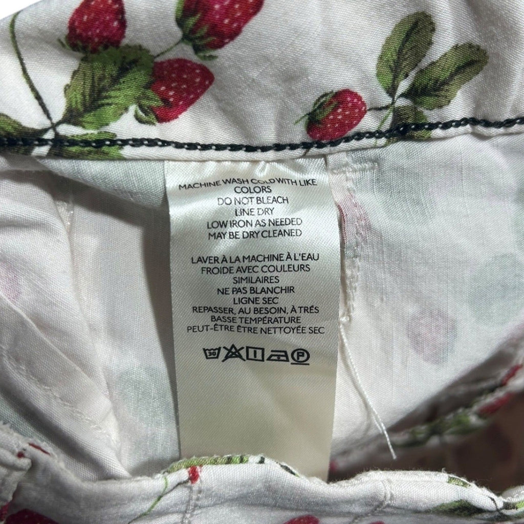 Maeve Anthropologie The Colette Strawberry Print Wide Leg Cropped Pants Size 25