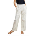Jenni Kayne Striped Wide Leg Pull On Pants Ivory Tan Cuffed Size M