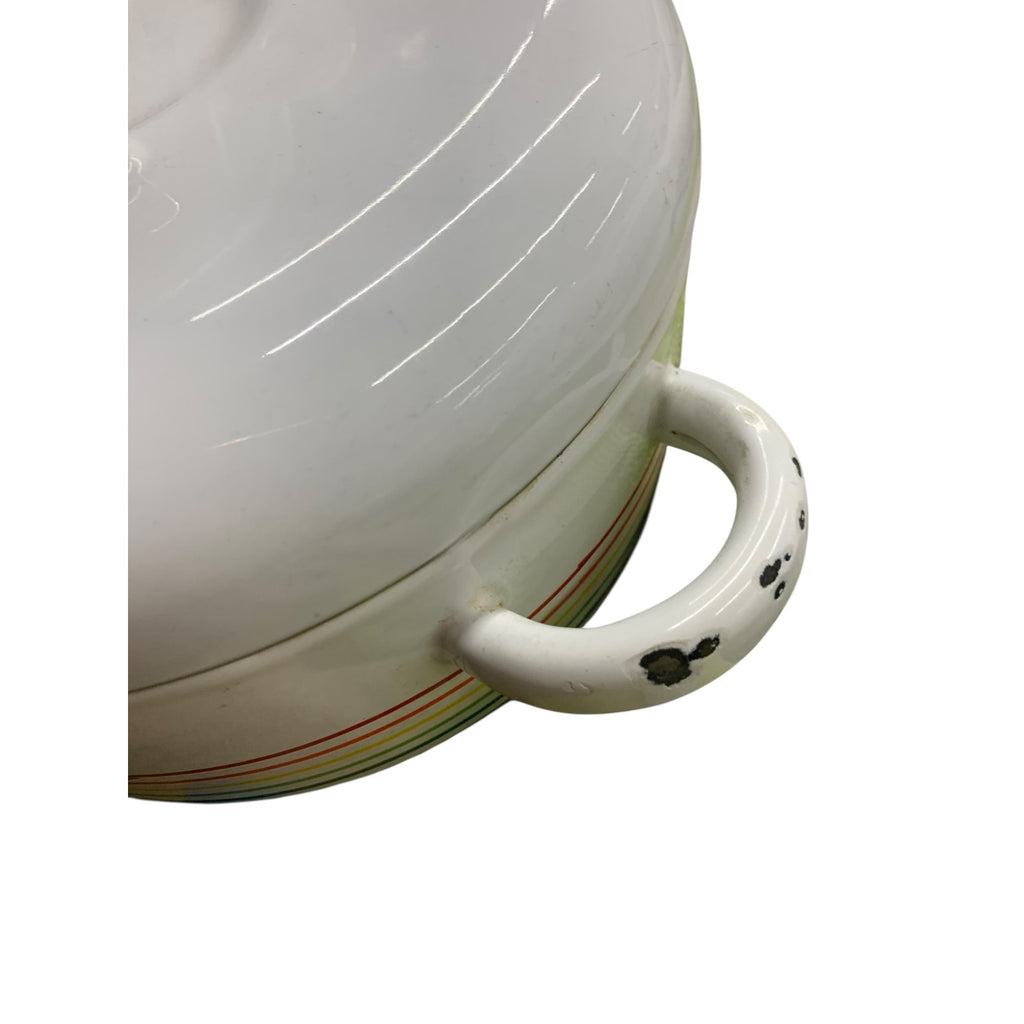 Vintage Enamel Fabrique Rainbow Pots with lids Set of 3