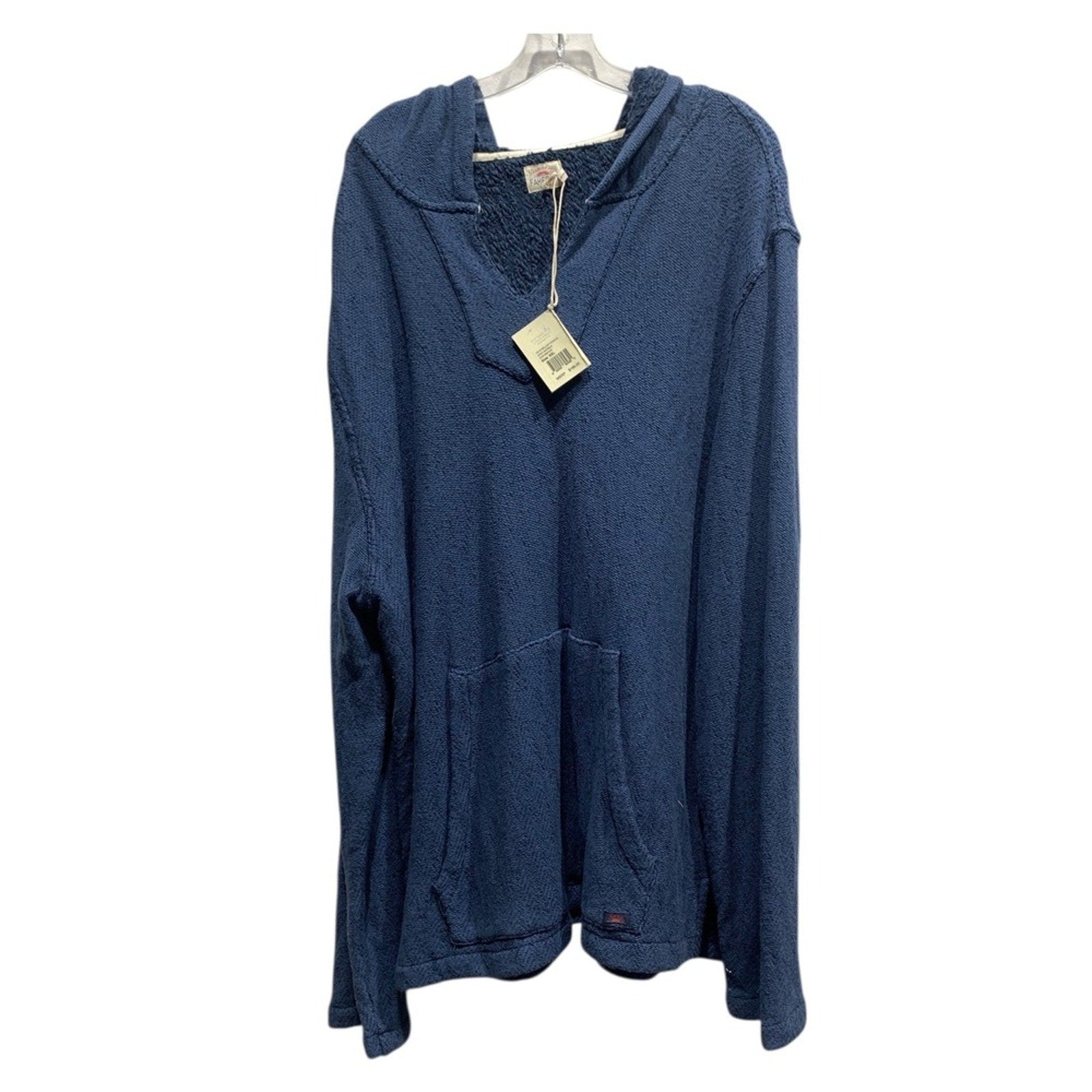 Faherty Brand Men's Blue Knit Hooded Poncho Pullover Sweater XXL