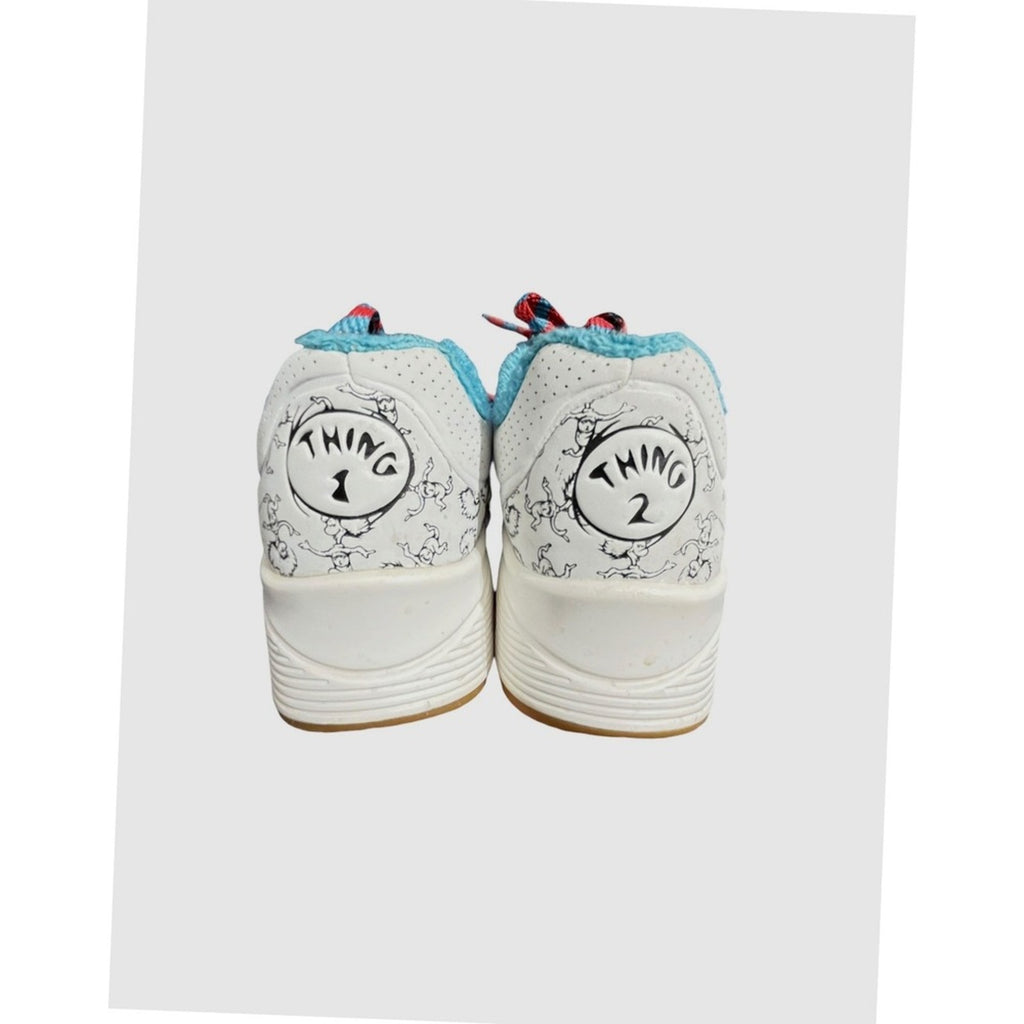 Kids Dr Seuss Thing 1 and Thing 2 Sketchers White Blue Red Lace Up Shoes Sz 5