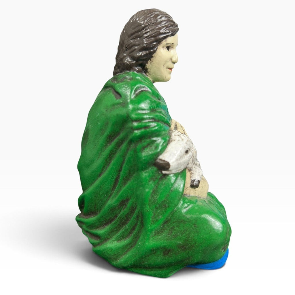 Vintage 1970s Holland Mold Handpainted Ceramic Nativity Shepherd Boy Lamb 4.5"
