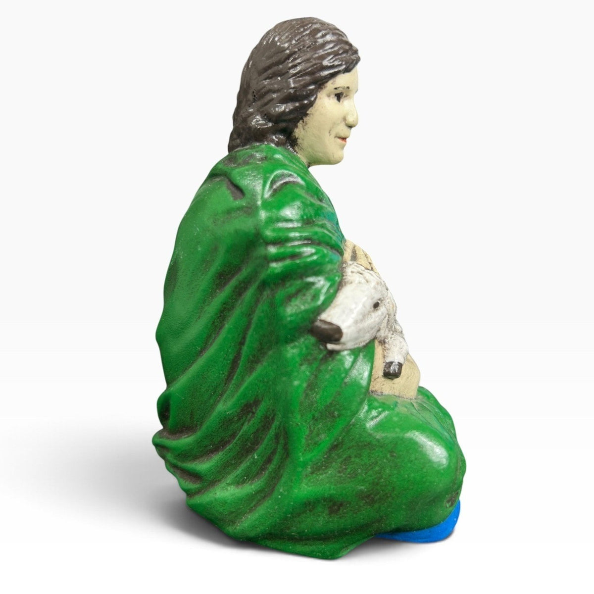 Vintage 1970s Holland Mold Handpainted Ceramic Nativity Shepherd Boy Lamb 4.5"