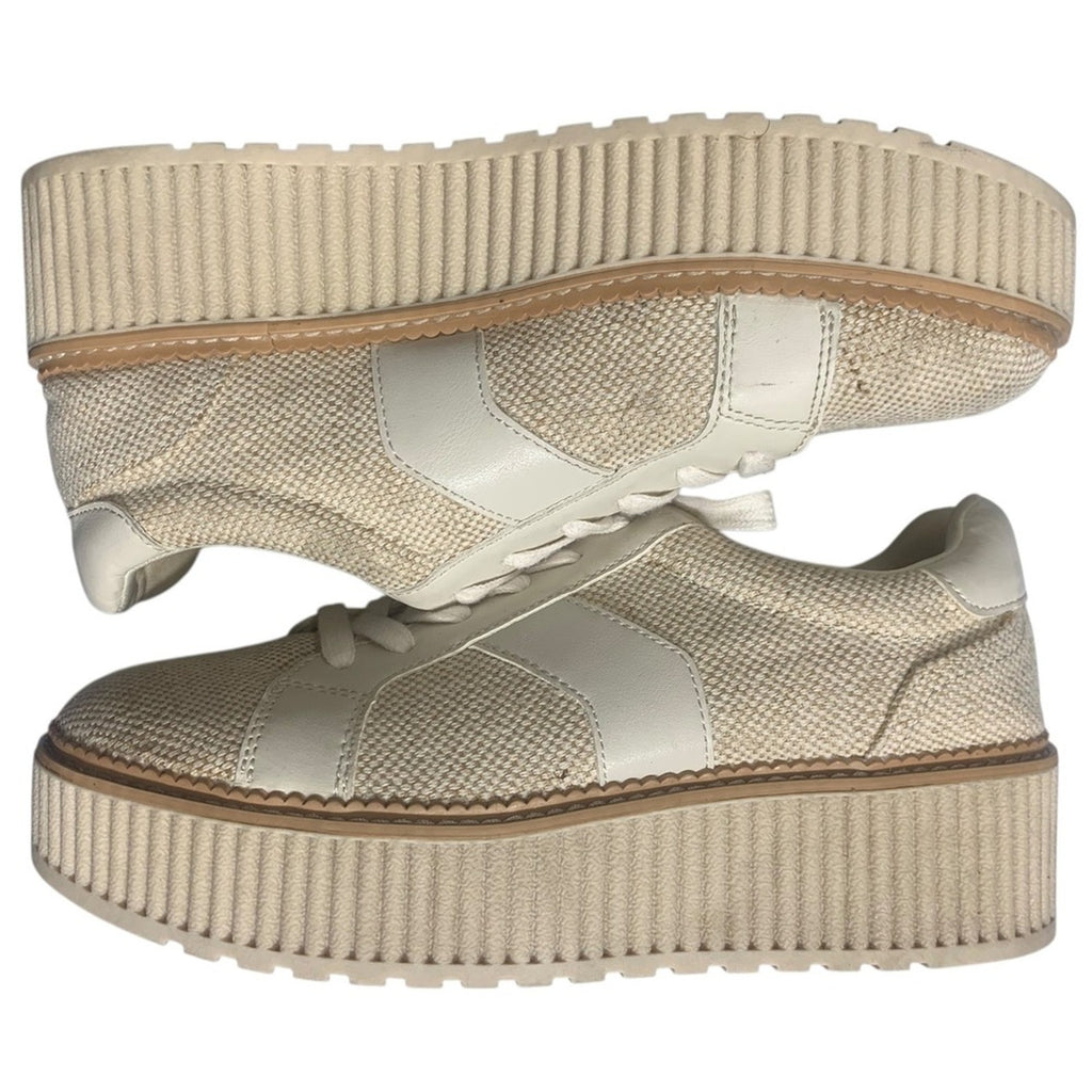 DV Dolce Vita Women's Bubbles Platform Lace-Up Sneakers Cream Leather Size 9.5