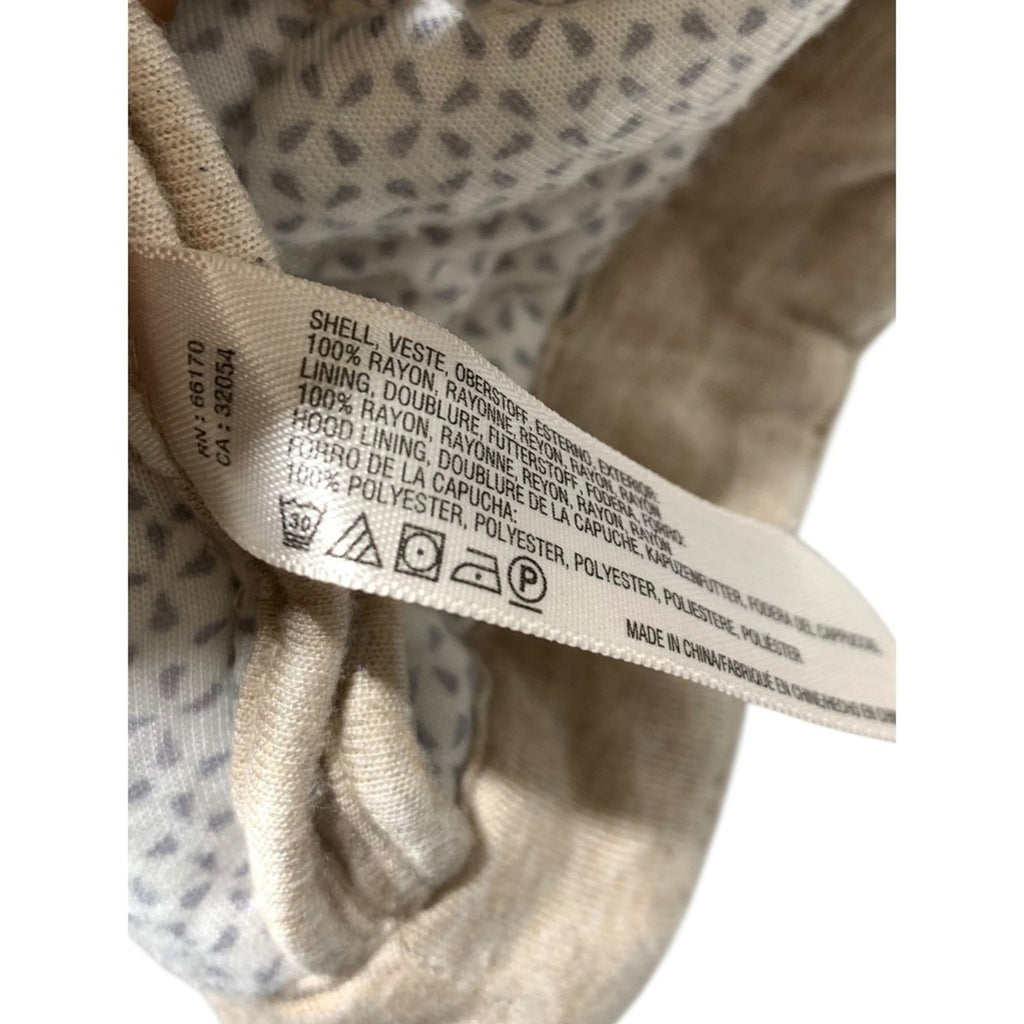 Saturday Sunday Quilted Hooded Jacket Beige Full Zip Pockets Cozy Womens sz M