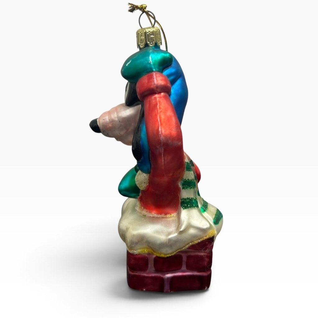 Disney Goofy Glass Christmas Ornament Chimney Hand Painted 5 Inch Holiday Decor