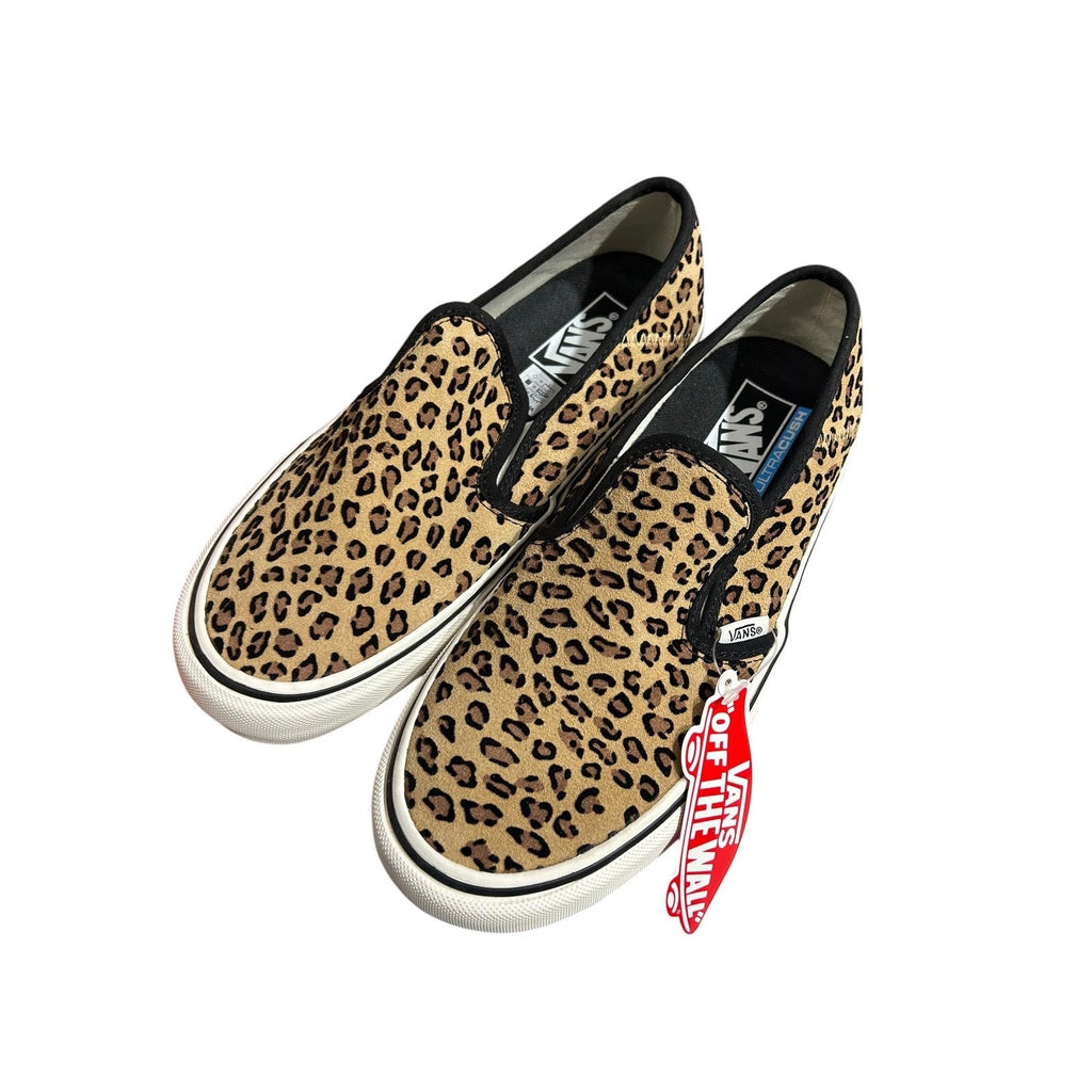 Vans Slip-On SF Mini Leopard Print Sneakers Tan Black Womens 8 NEW streetwear
