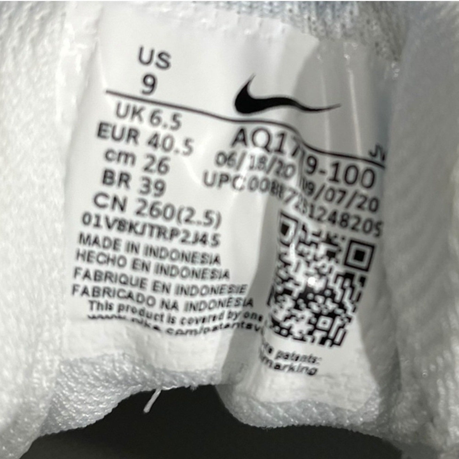 Nike Ebernon Low Women White Sneakers Shoes AQ1779-100 Size 9