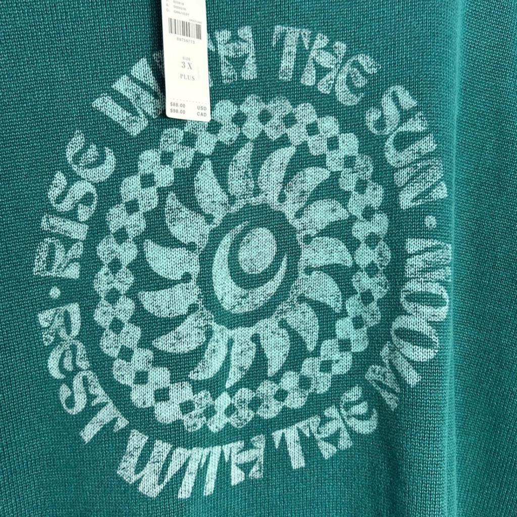 Pilcro Anthro Rise with the Sun moon Graphic Knit Muscle Tee 3X NEW 100% cotton