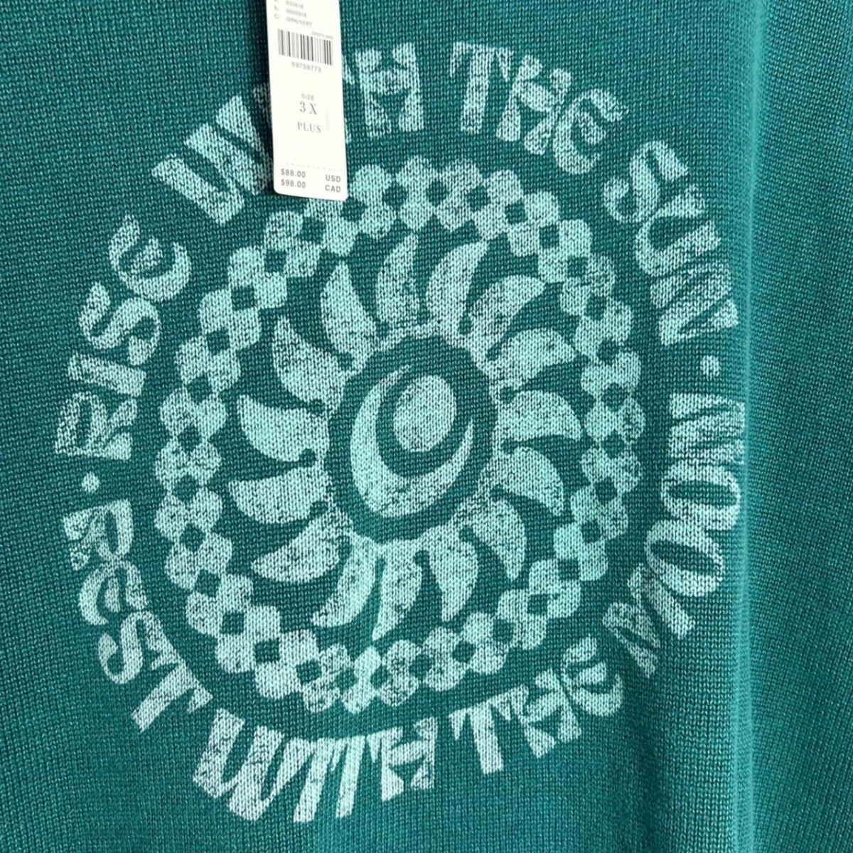 Pilcro Anthro Rise with the Sun moon Graphic Knit Muscle Tee 3X NEW 100% cotton