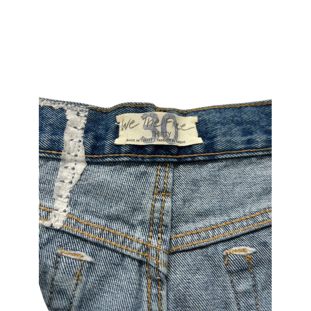 Free People We The Free Poppy Patch Straight Leg Jeans Size 30 Boho Floral Blue