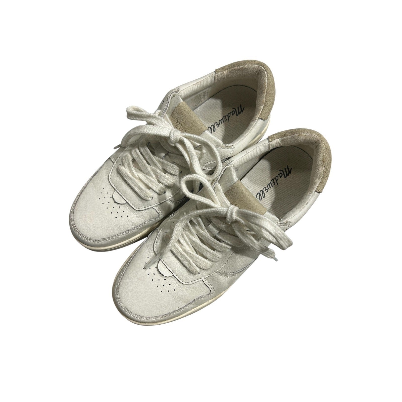 Madewell MWL Court Sneakers White Beige Leather Low Top MC696 Womens 7.5M