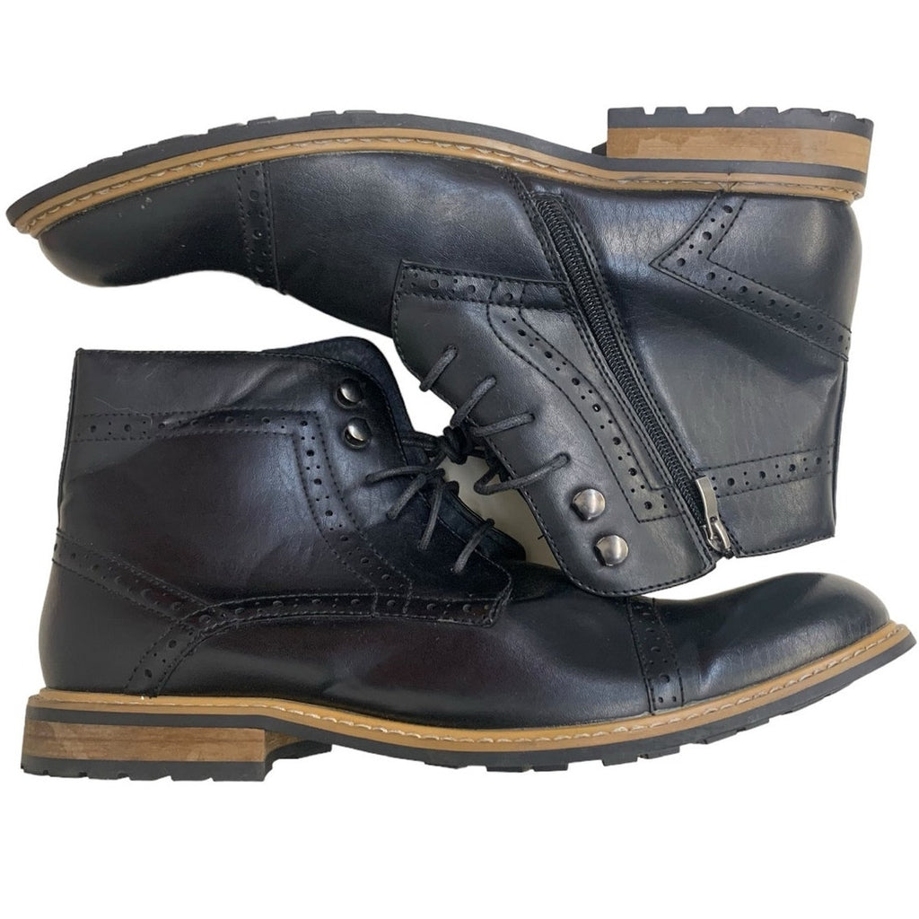 Bruno Marc Bergen 03 Black Leather Dress Shoes SIZE US 10.5