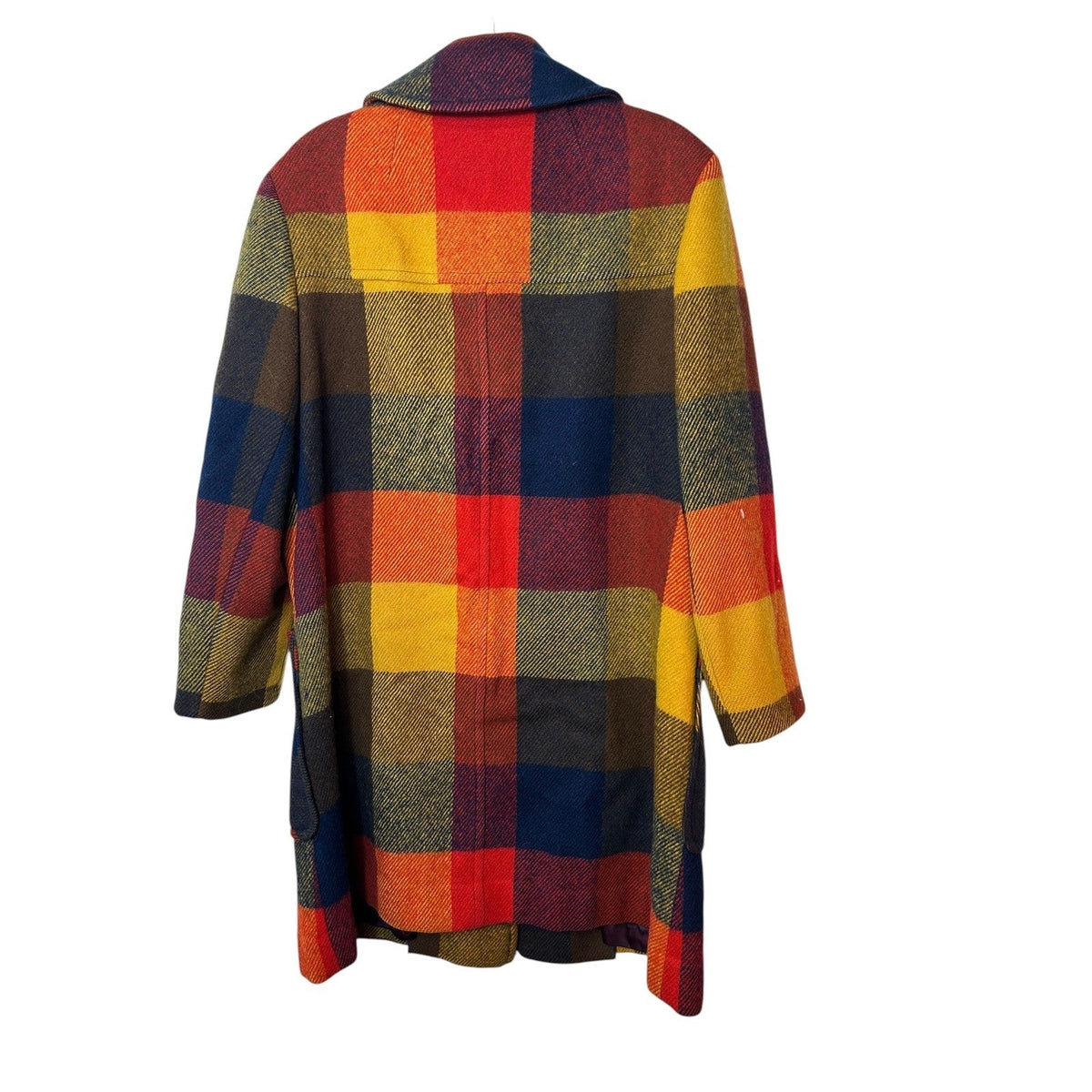 Vintage Pendleton Knockabouts Wool Plaid Coat Lobster Claw Toggle Red Orange L