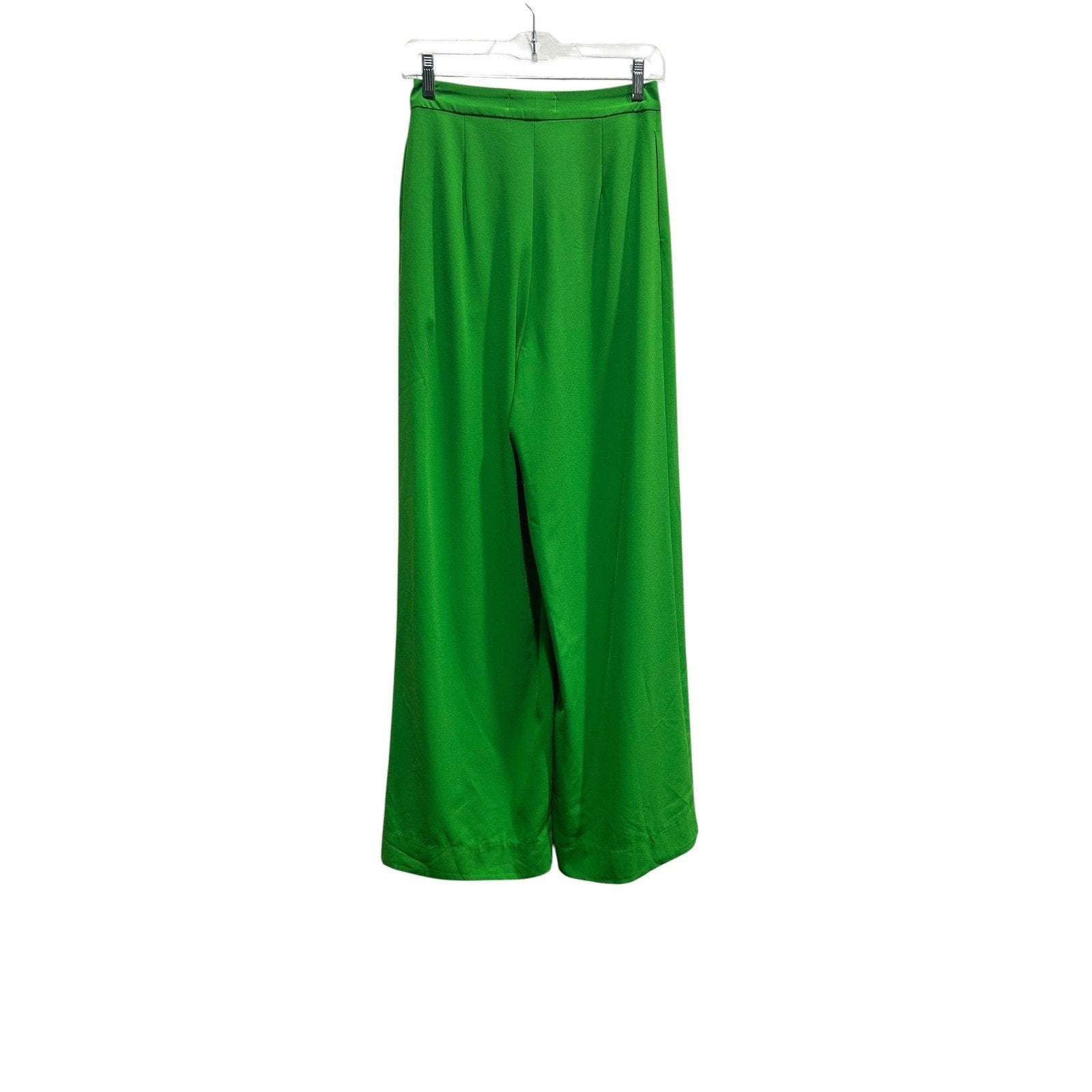 Womens Kelly Green High Waisted Wide Leg Trousers Size S Dress Pants officewear