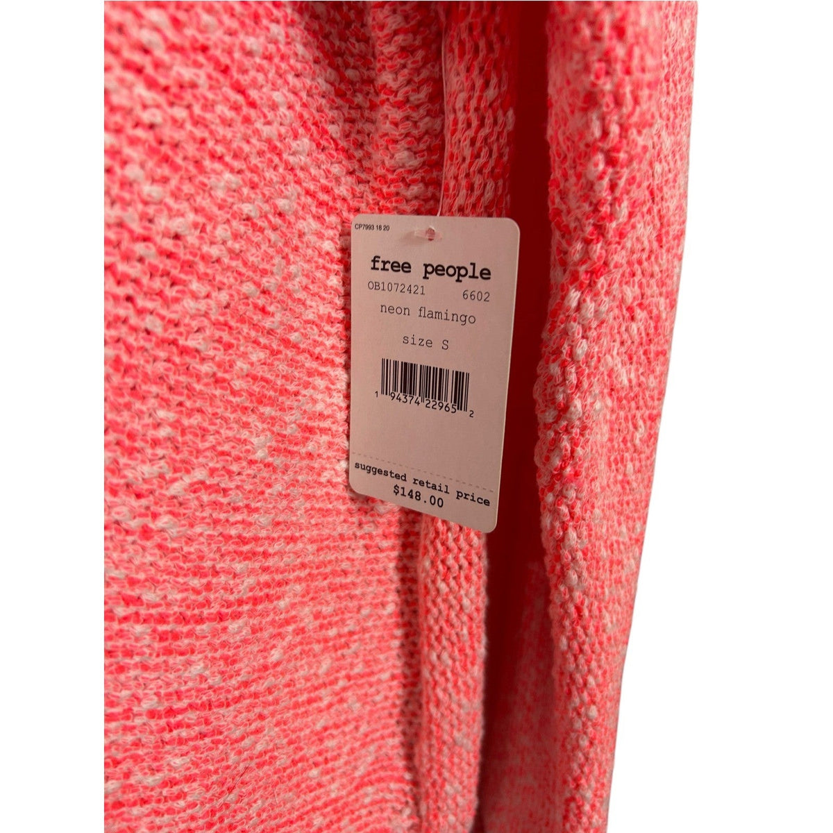 Free People Neon Flamingo V-Neck Marled Knit Relaxed Sweater OB1072421 Size S