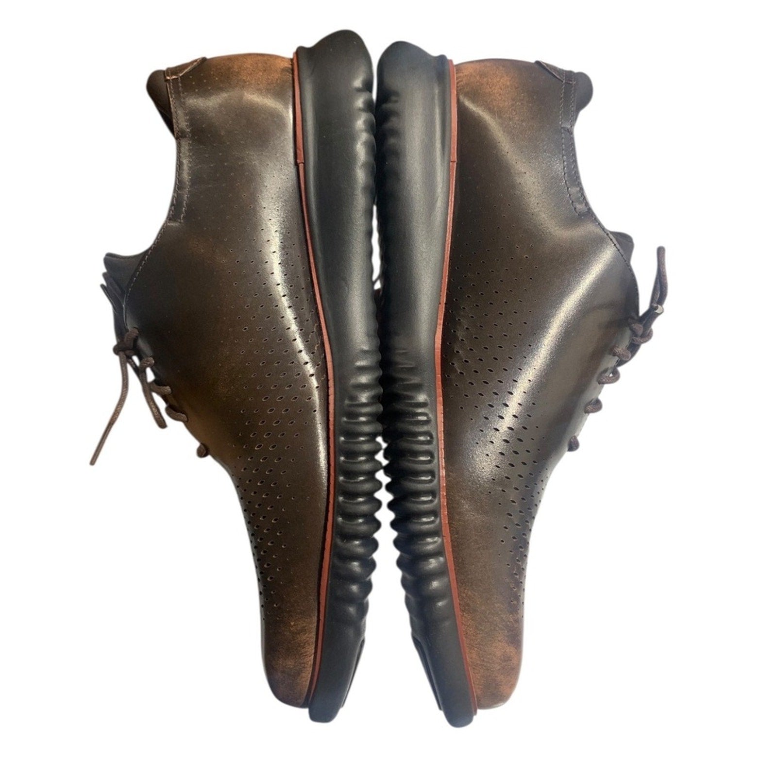 Cole Haan GrandPro Perforated Leather Derby Shoes Men's Size 12M Brown Lace Up