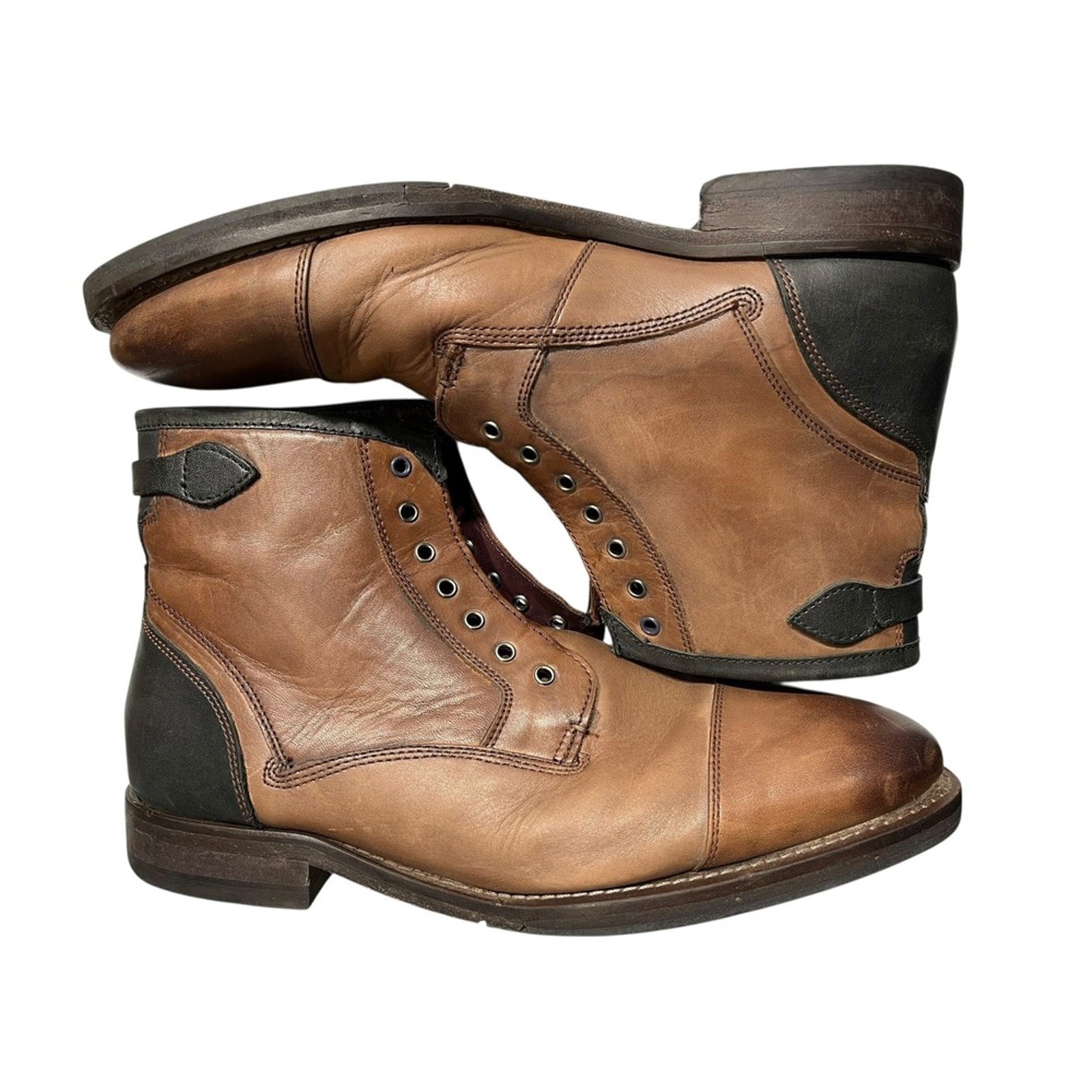 Ted Baker Comptan Brown Leather Cap Toe Lace Up Ankle Boots Mens UK 9 US 10