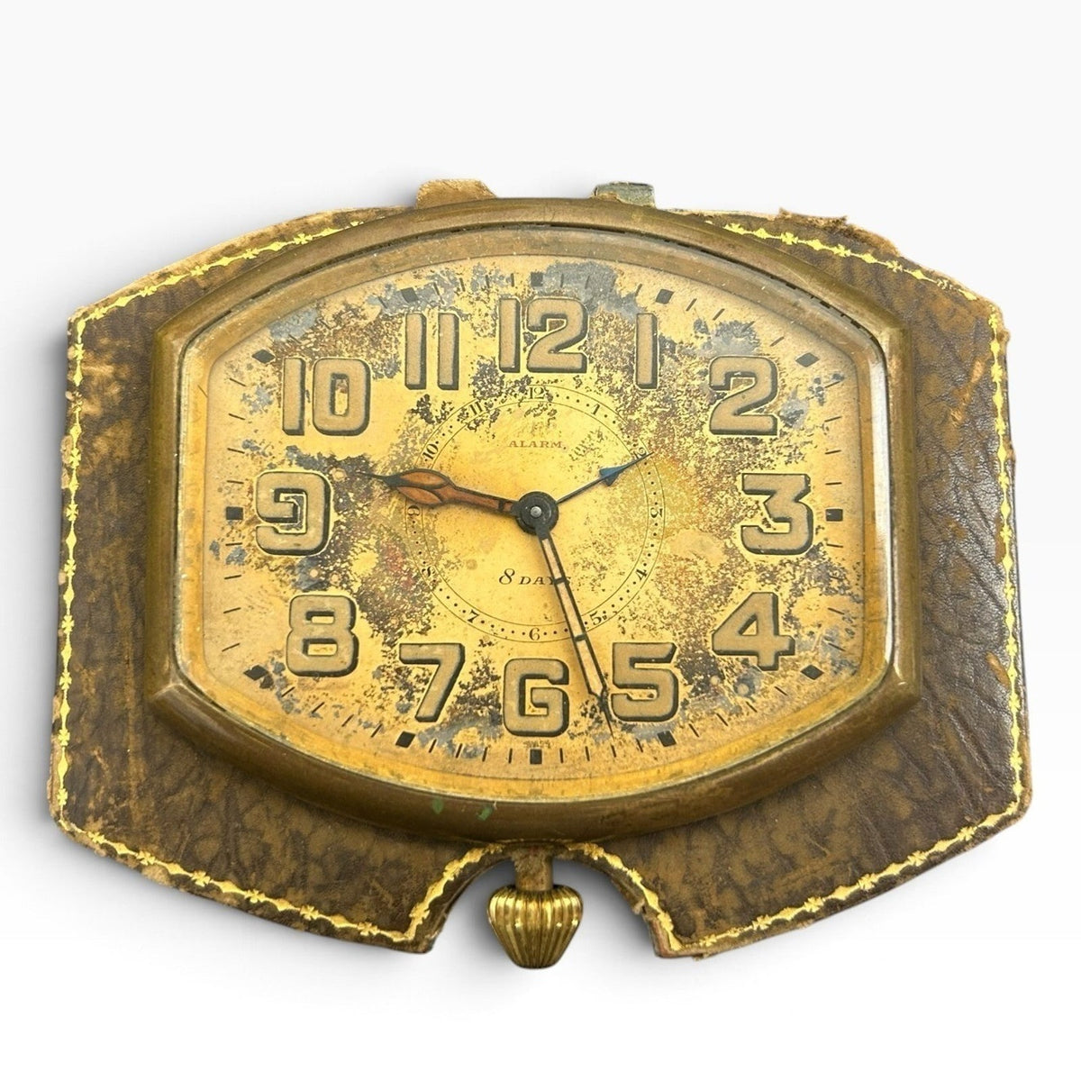 Vintage Septima Watch Co 8 Day Alarm Clock 15 Jewels Leather Travel Case