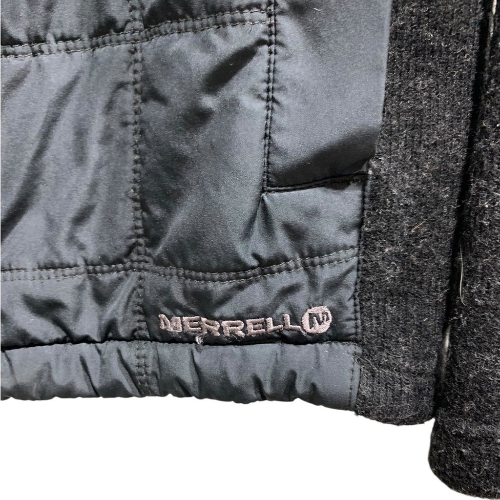 Merrell Mens Quilted Full Zip Jacket Charcoal Gray Heathered Wool Blend M