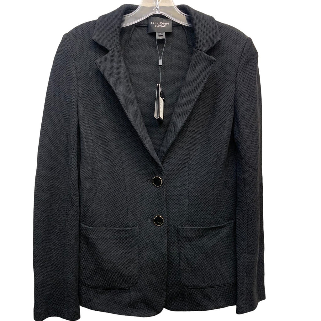 NWT St. John Caviar Black Blazer 2 Button Women's SZ 6