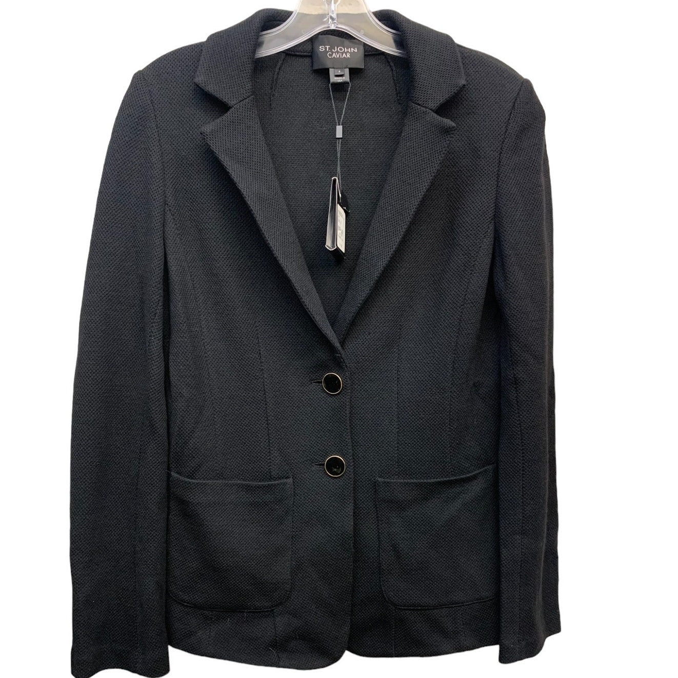 NWT St. John Caviar Black Blazer 2 Button Women's SZ 6