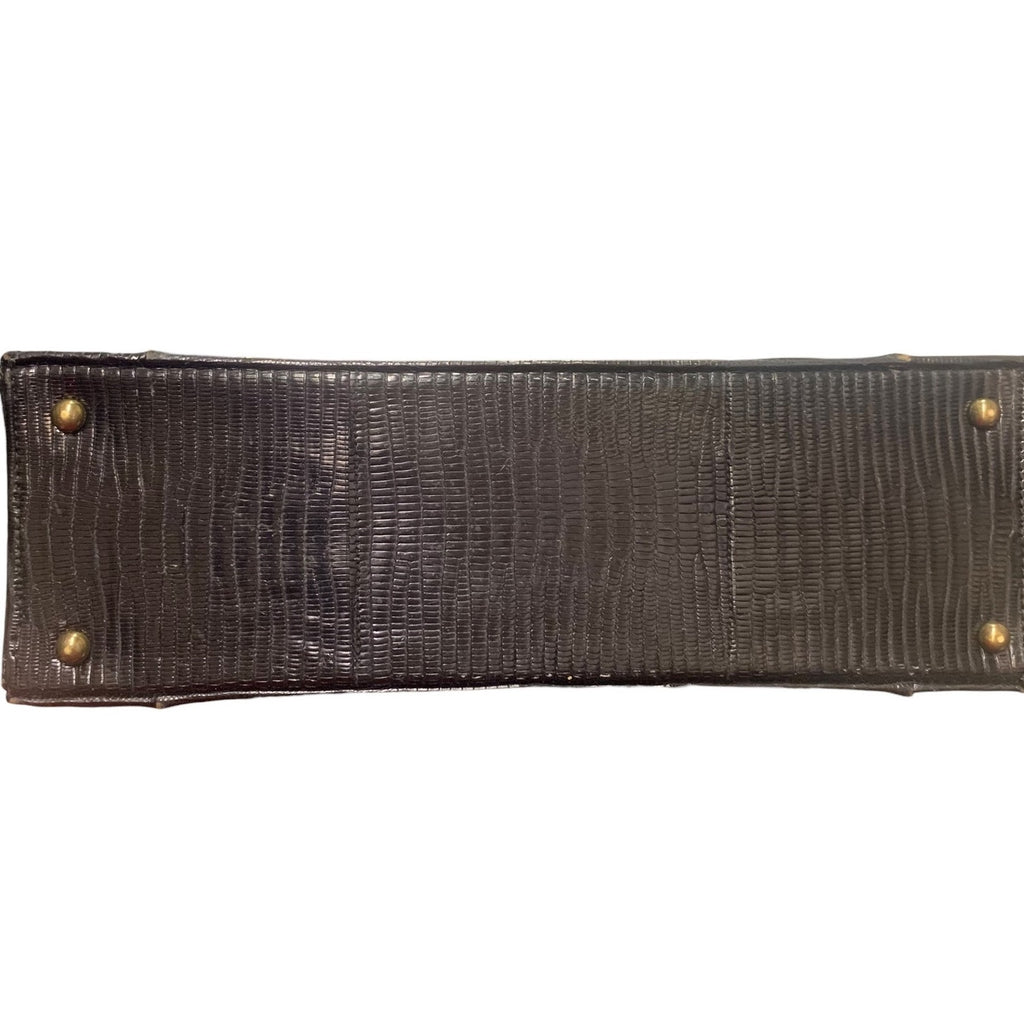Vintage Bellestone Black Lizard Alligator Cutch Handbag 1950s
