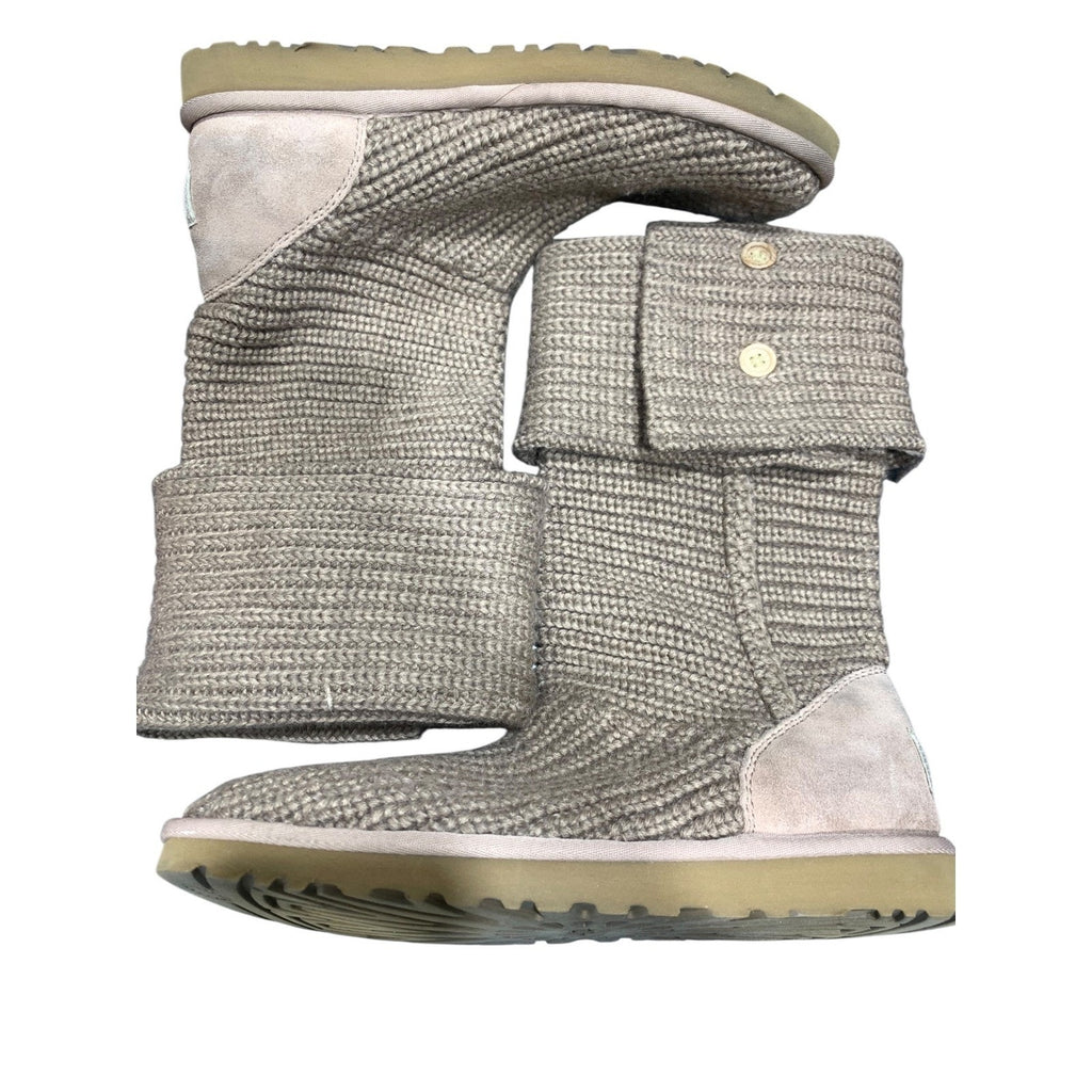UGG Australia Cardy 5819 light brown/ beige Knit Button Tall Slouch Boots W 9