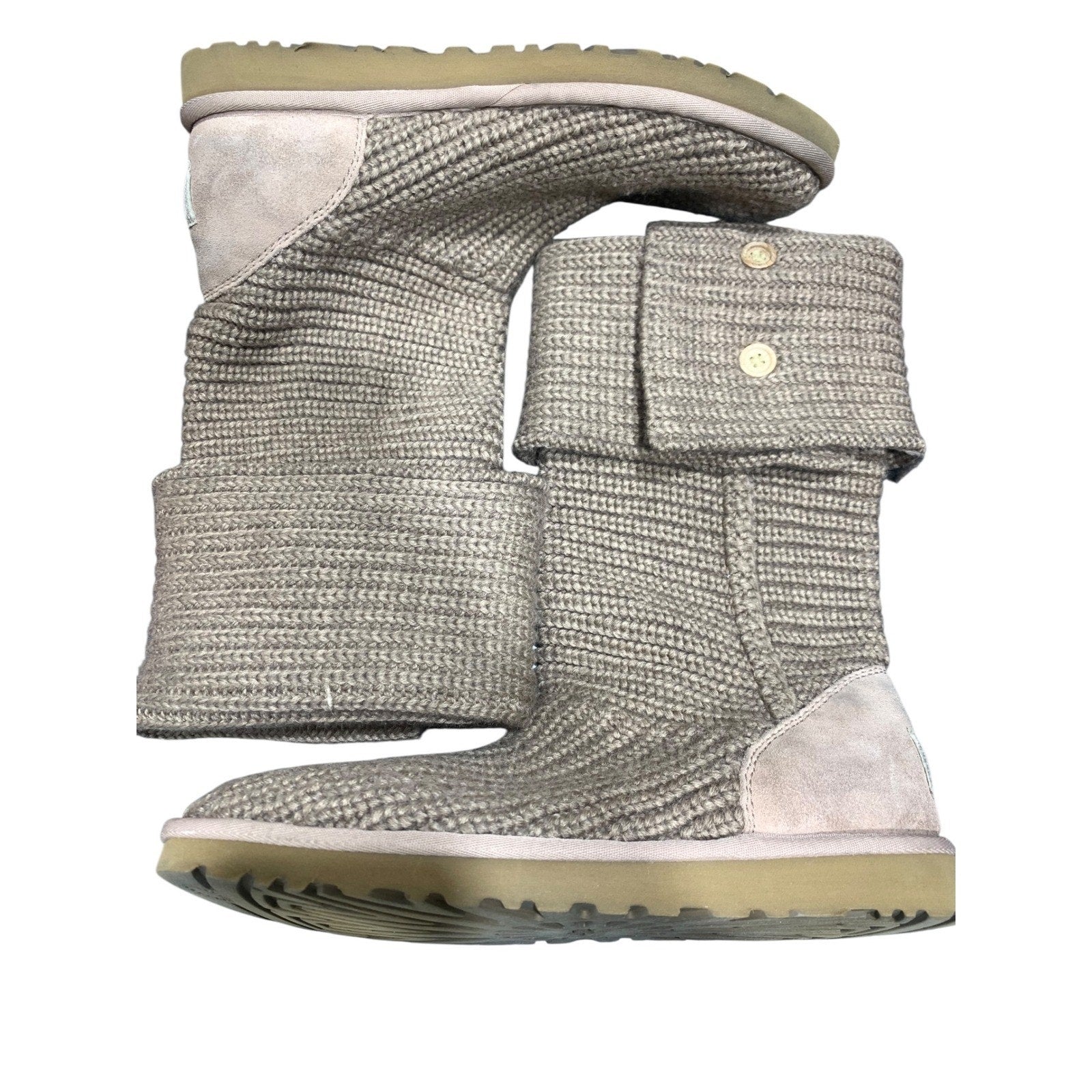 UGG Australia Cardy 5819 light brown/ beige Knit Button Tall Slouch Boots W 9